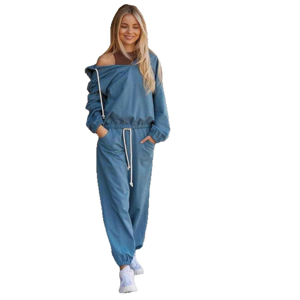 Damen Jumpsuit V-Ausschnitt Praktische Taschen Eveloria