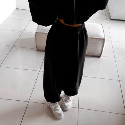 Damen Hoodie Fleece Cropped mit Reißverschluss