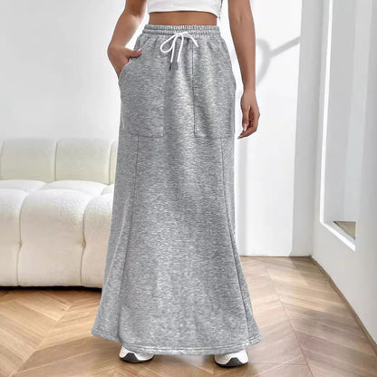 Damen Maxi-Rock Sweat Elastischer Bund Bequem