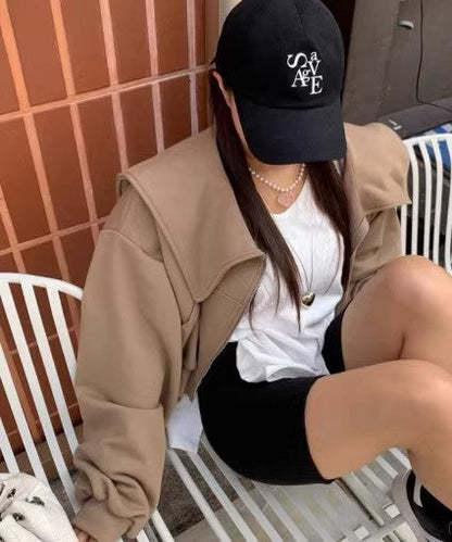 Damen Cropped Sweatjacke Großzügiger Kragen