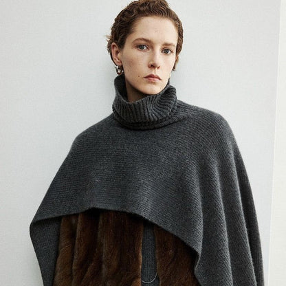 Damen Poncho Extralanger Kragen Modern Eveloria