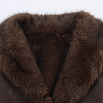 Damen Kunstlederjacke Teddyfutter Eveloria