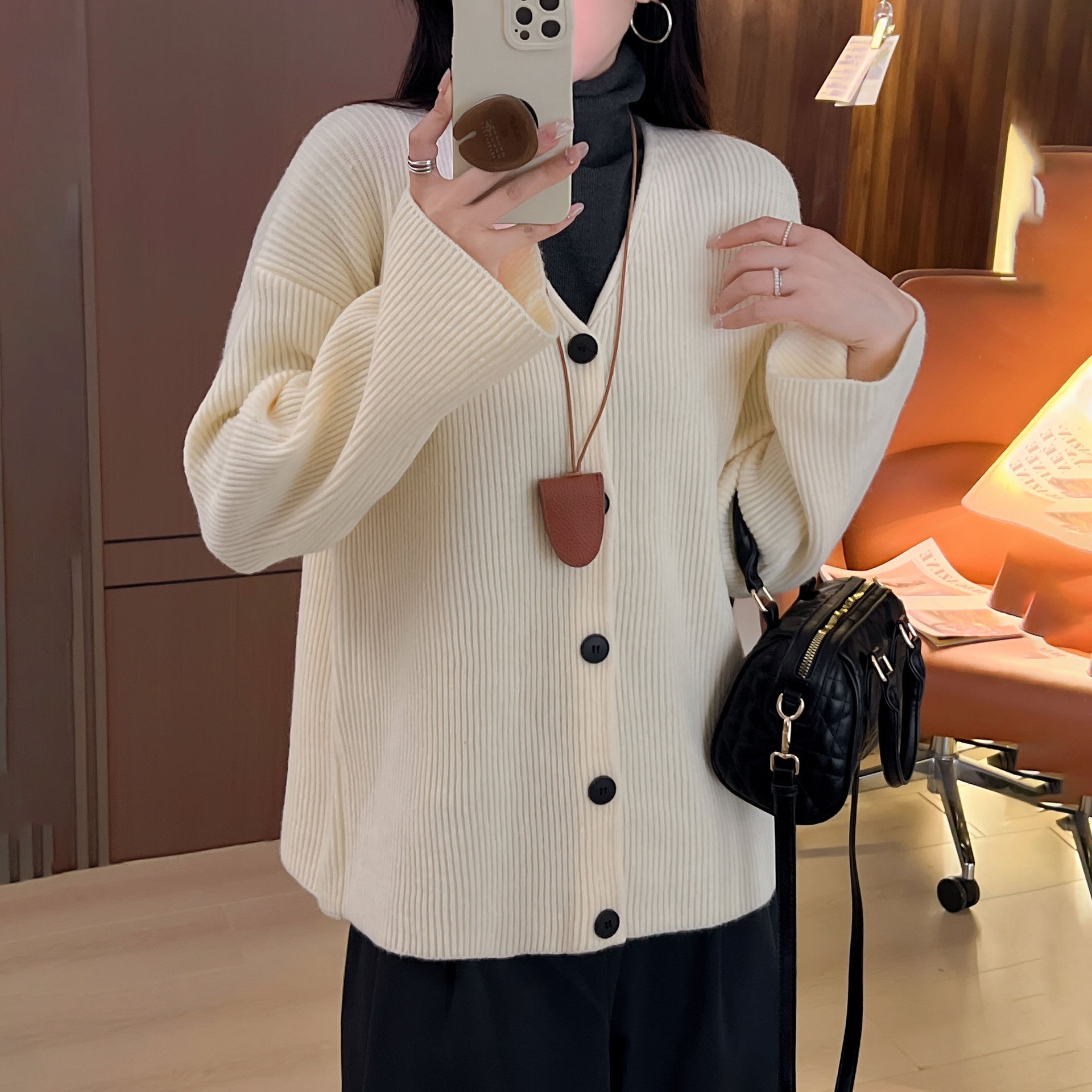 Damen Grobstrickjacke Langer Ärmel Lässiger Schnitt - Eveloria