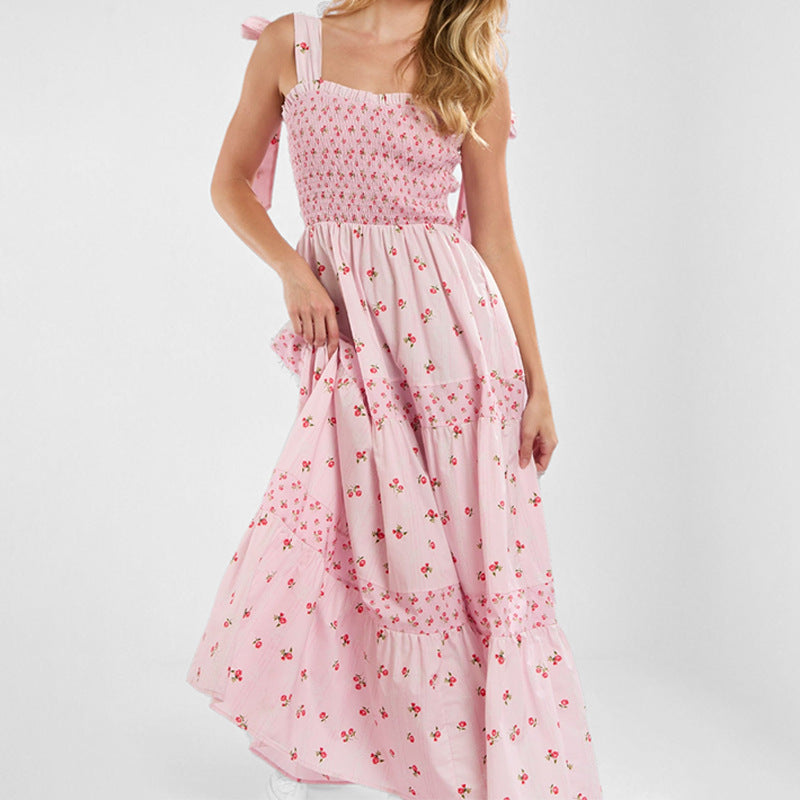 Damen Maxikleid Smocking-Oberteil Florales Design Eveloria