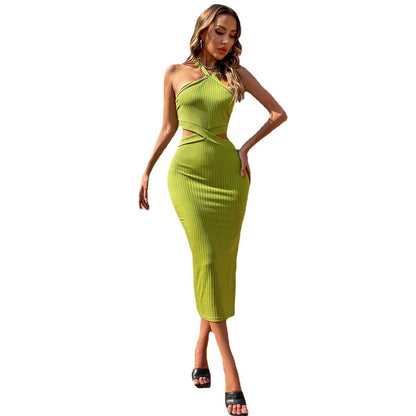 Damen Wickelkleid Asymmetrisch Cut-out Details Elegantes Design