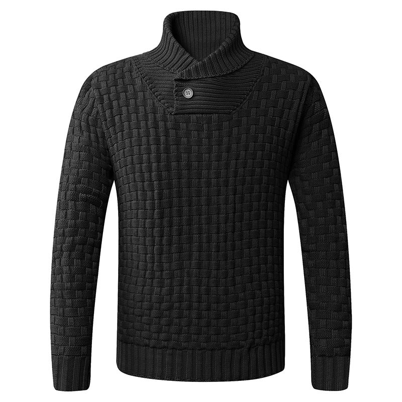 Herren Pullover aus Wolle mit Schalkragen und Knöpfen