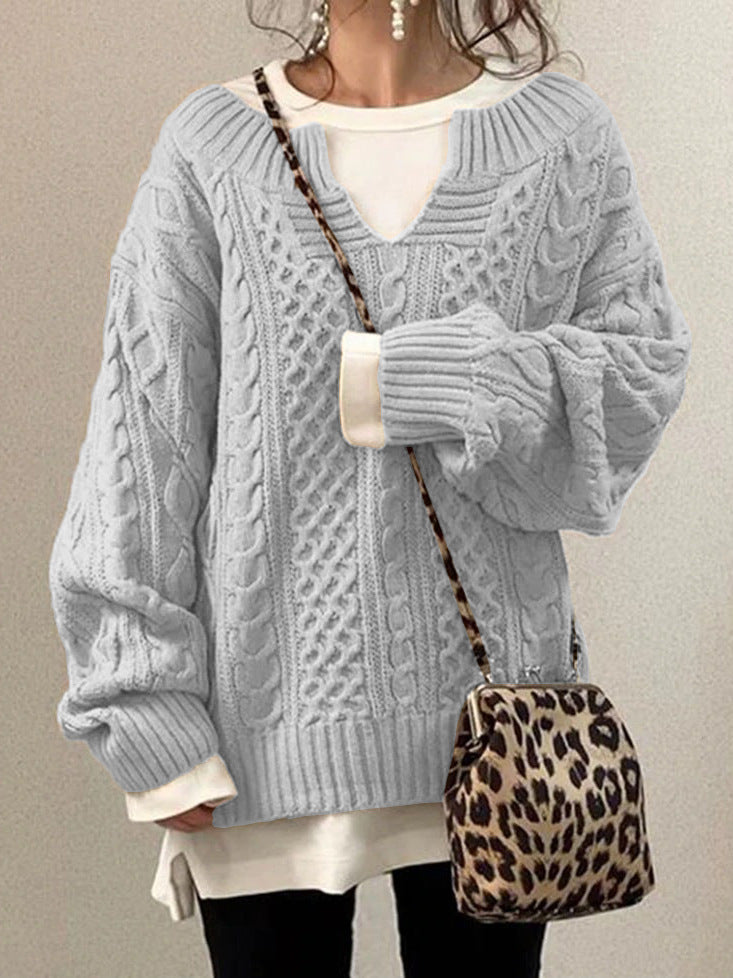 Damen Strickpullover V-Ausschnitt Weiches Material Eveloria