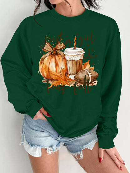 Damen Sweatshirt Herbstmotiv Baumwolle Inspirierender Druck Beige