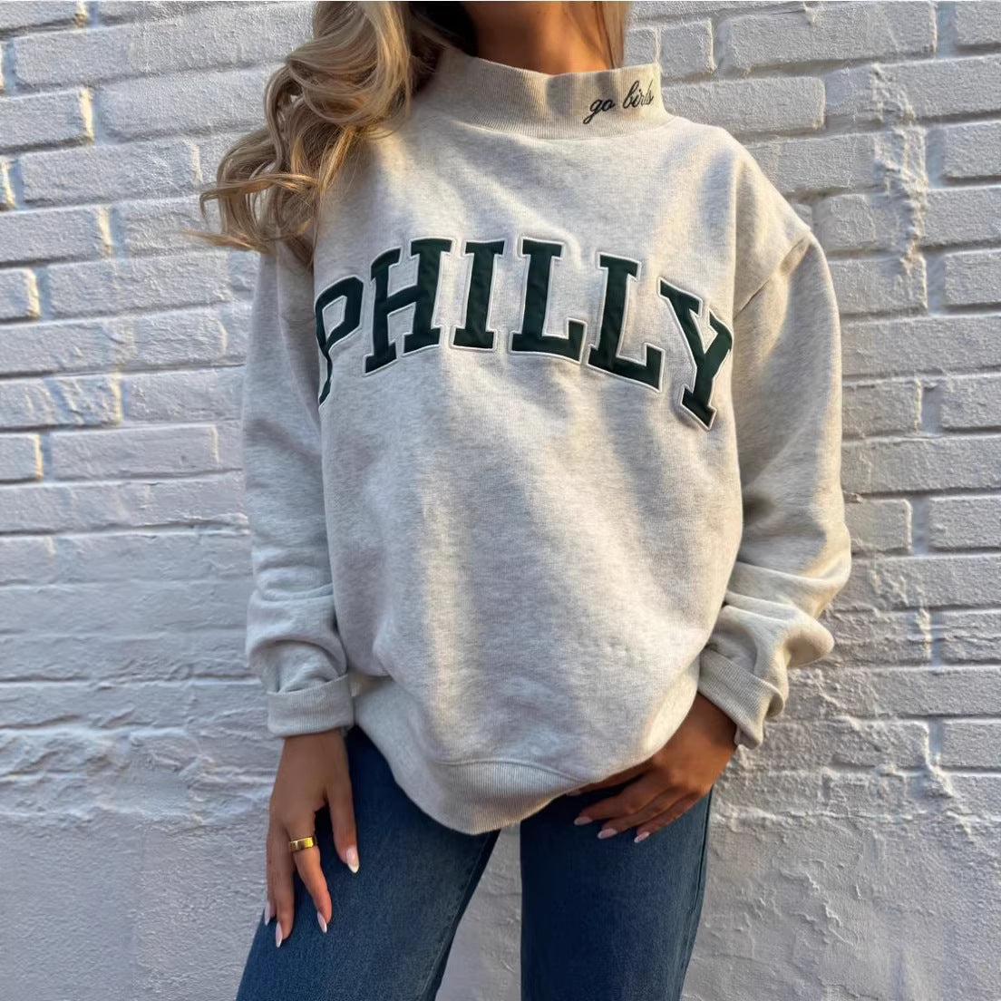 Damen Oversized Sweatshirt mit Schriftzug Schwarz - Eveloria