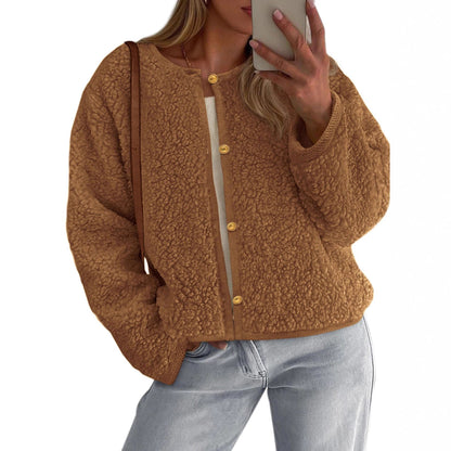 Damen Fleecejacke Oversized Kuschelig Blau Eveloria