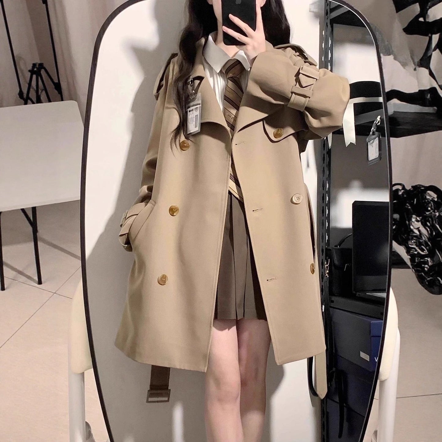 Damen Trenchcoat Oversized Schnitt Eveloria