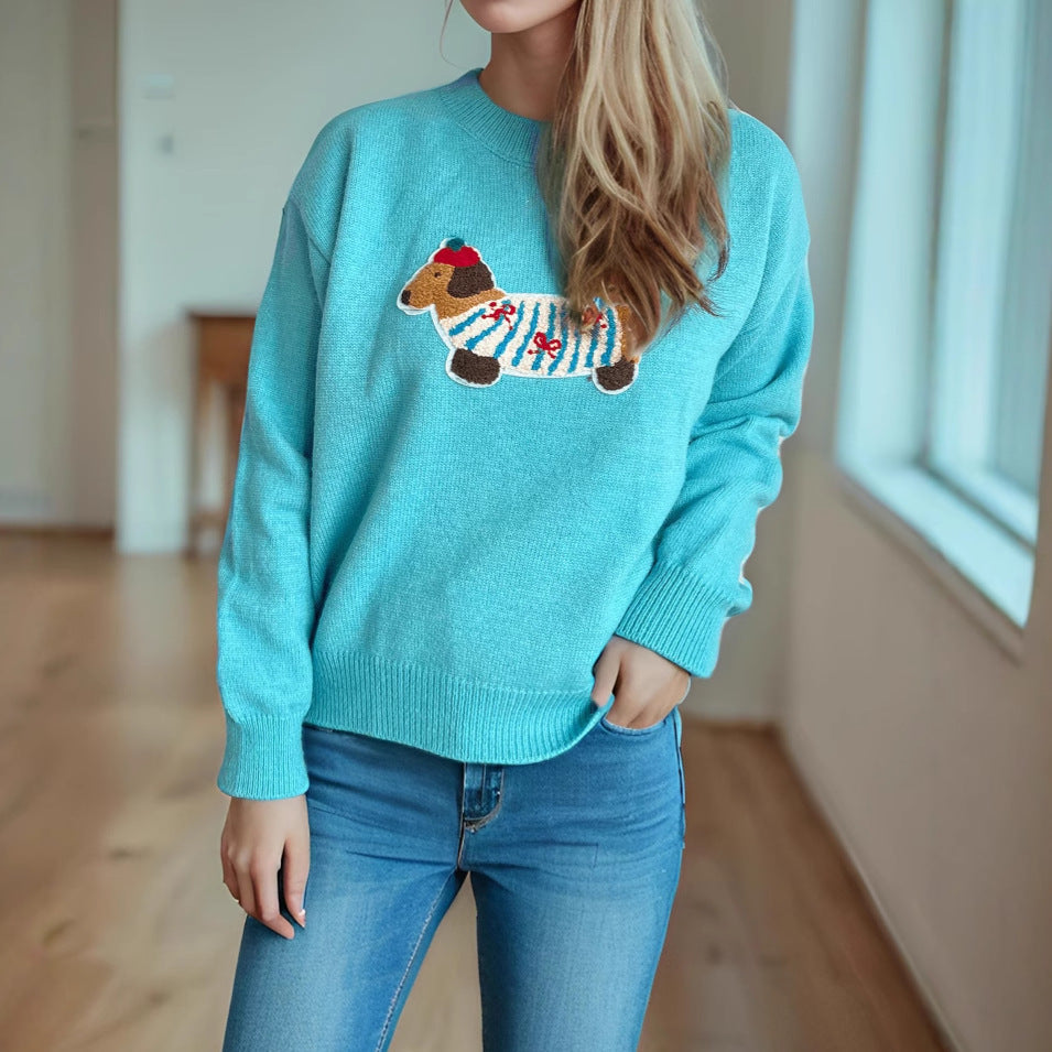 Damen Pullover Niedliches Tiermotiv Hochwertige Strickqualität
