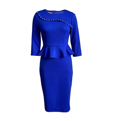 Damen Kleid Figurbetonter Stil Peplumsaum Eveloria