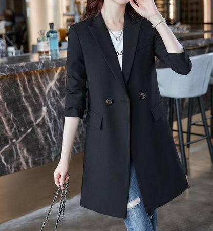 Damen Langblazer Doppelter Knopfleiste Eveloria