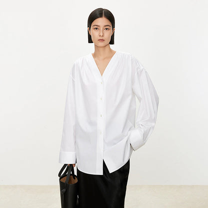 Damen Oversize-Hemd V-Ausschnitt Eveloria