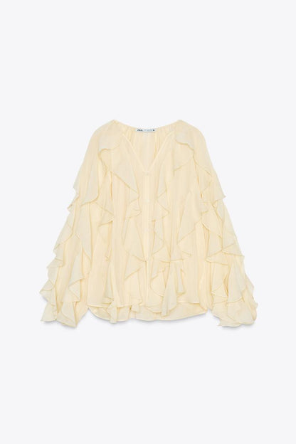 Damen Blusenoberteil Drapiert Bluse Eveloria