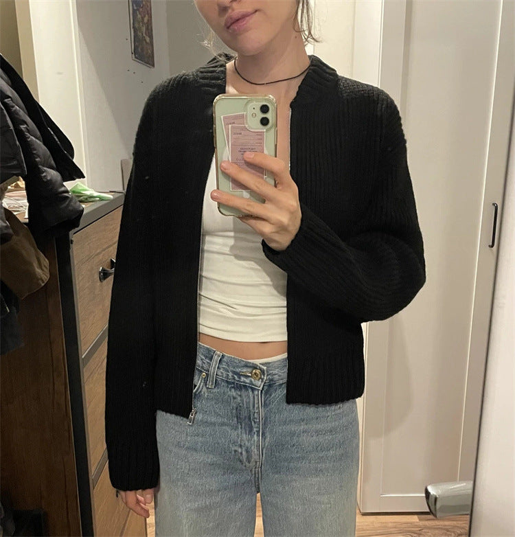 Damen Strickpullover Lässig Reißverschluss Eveloria