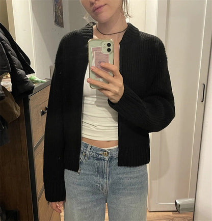 Damen Strickpullover Lässig Reißverschluss Eveloria