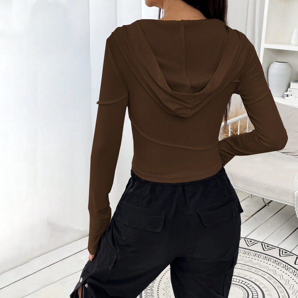 Damen Crop- mit Kapuze Langarm Evelyn