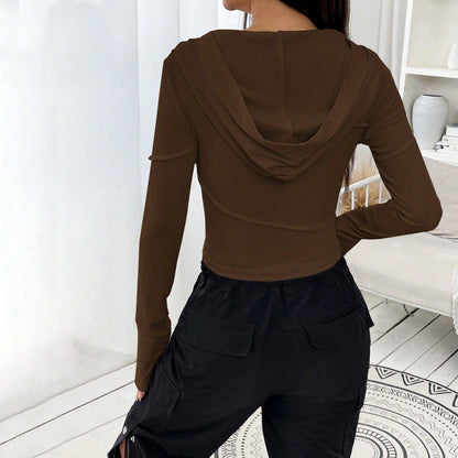 Damen Crop- mit Kapuze Langarm Evelyn