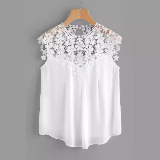Damen Bluse Flora Stickerei Fließend Weiss Eveloria