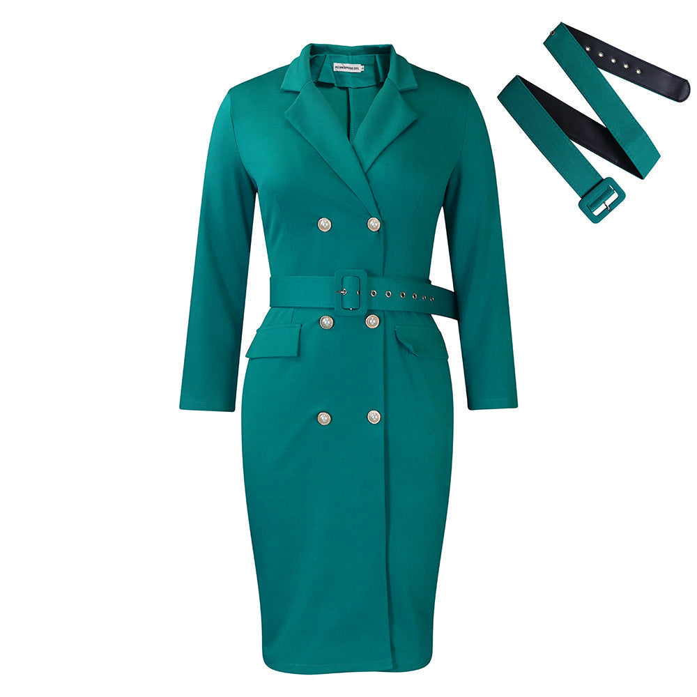 Damen Blazer-Kleid Tailliert Abnehmbarer Gürtel Eveloria