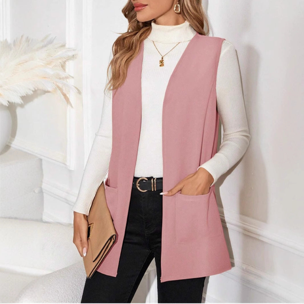 Damen Longline Wendeweste mit Taschen