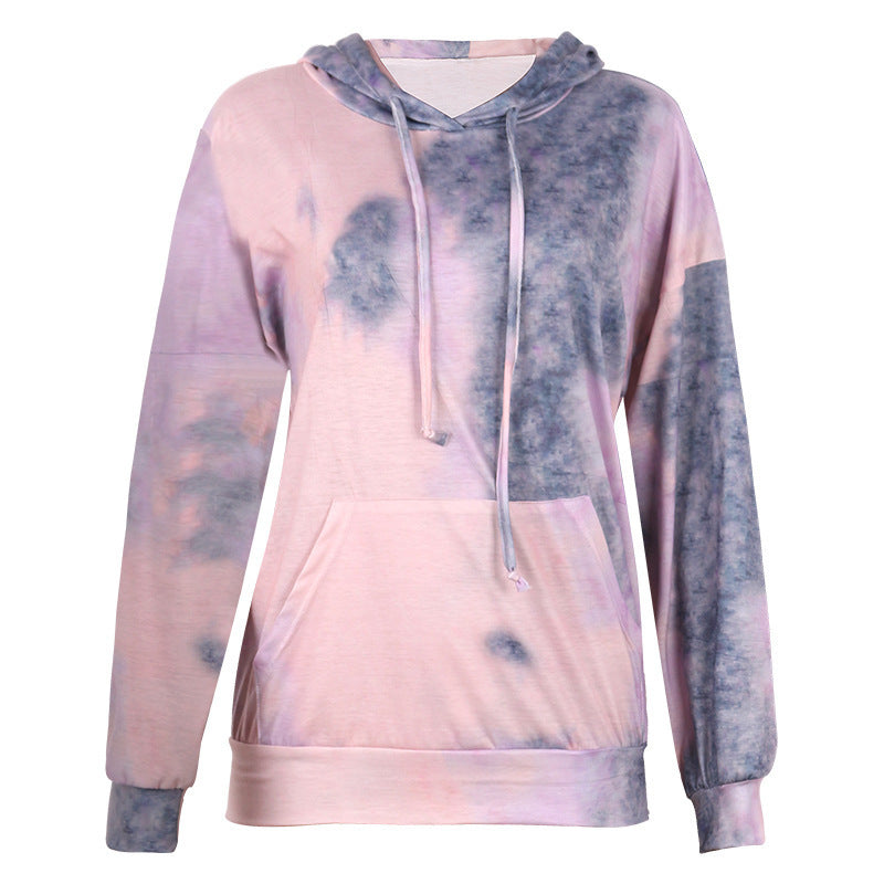Damen Kapuzenpullover Batikdesign Kängurutaschen Eveloria