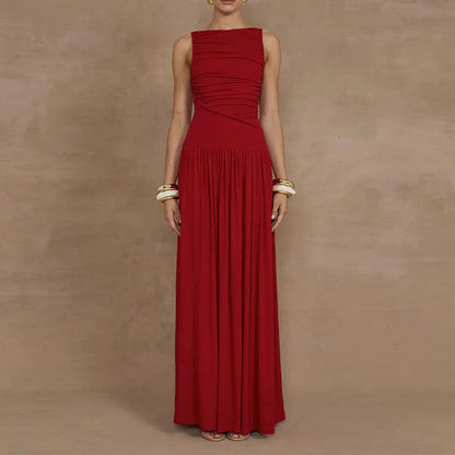 Damen Maxikleid Raffiniertes Raffung Design Eveloria