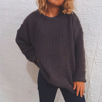 Damen Grobstrickpullover Oversized Lässig Eveloria