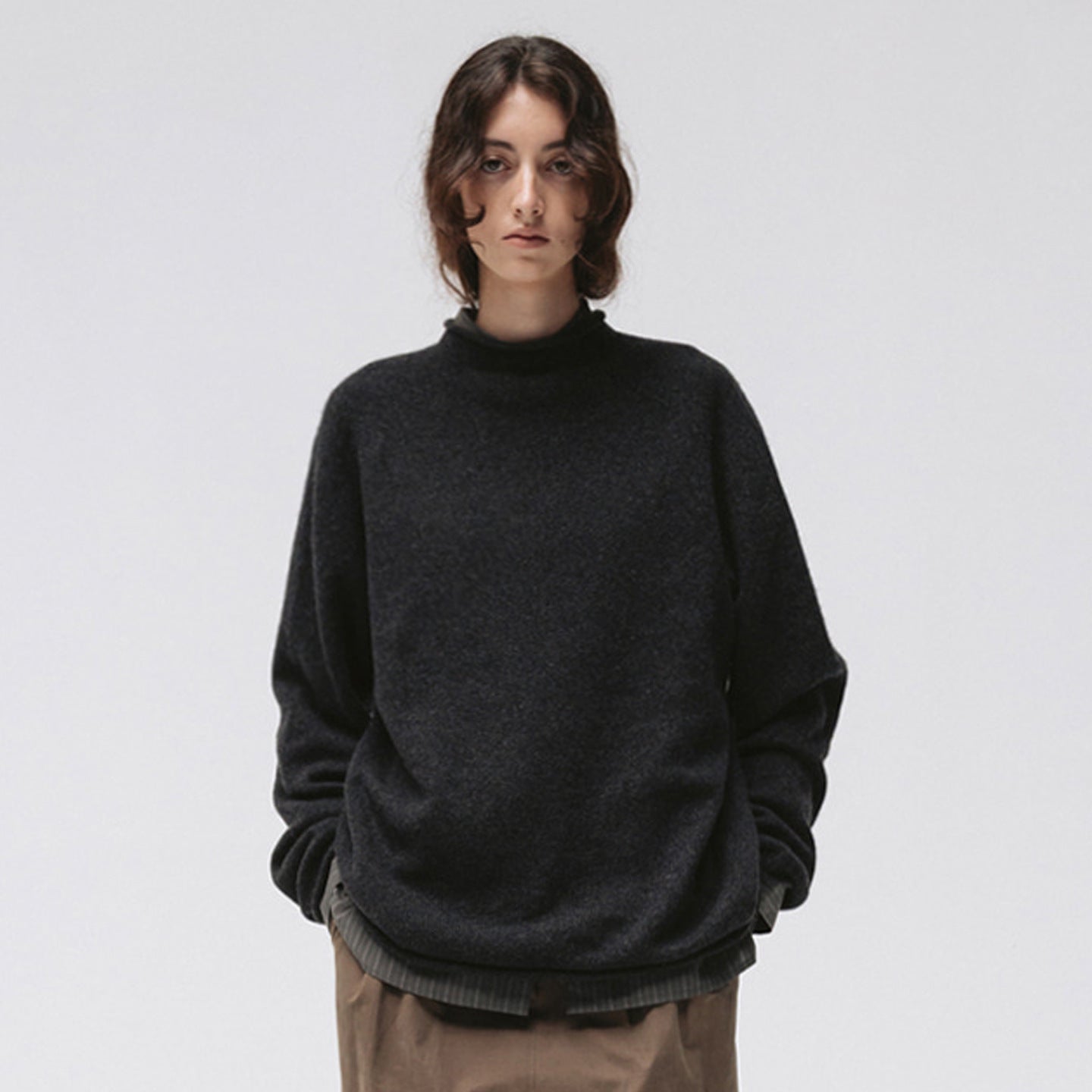 Damen Strickpullover Hochgeschnitten Komfortabel Eveloria
