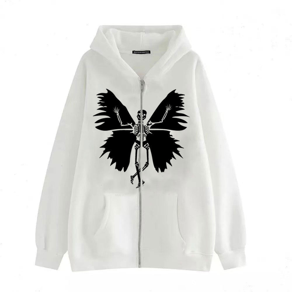 Damen Hoodie Skelett Schmetterling Motiv Eveloria