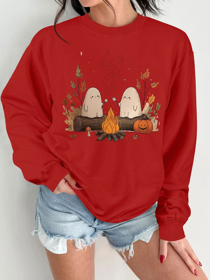 Damen Sweatshirt Verspielt Grusel Motiv Bequem Eveloria