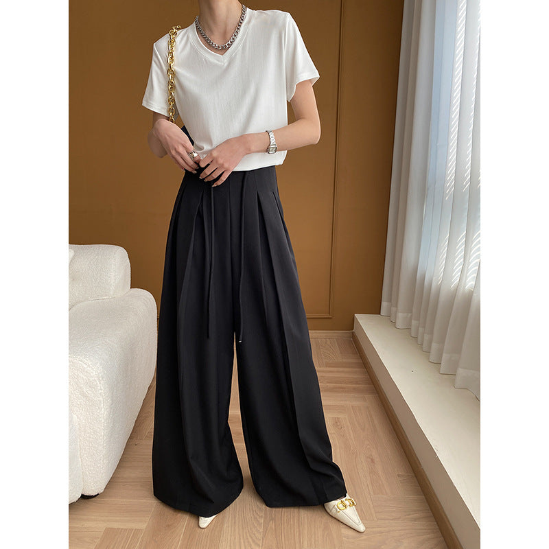 Damen Palazzohose Weite Taillenkordel Diagonal Schnitt