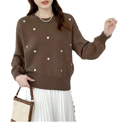 Damen Pullover Herz-Motiv Lässiger Schnitt Eveloria