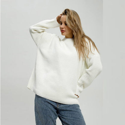 Damen Grobstrickpullover Lässiger Schnitt Großzügige Ärmel