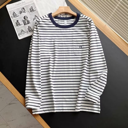 Damen Langarmshirt Gestreift mit Brusttasche