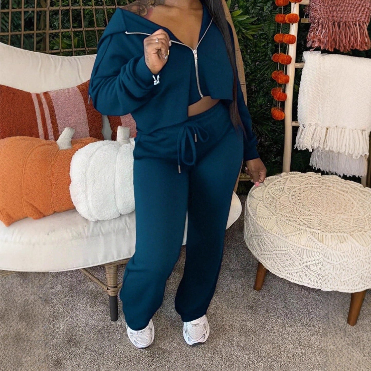 Damen Sport Outfit Crop- und Jogginghose Set