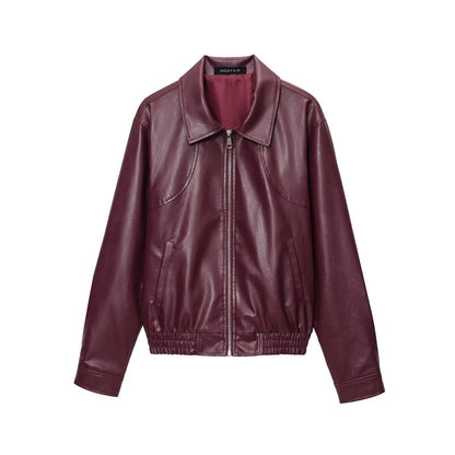 Damen Kunstlederjacke Elastischer Bund Eveloria