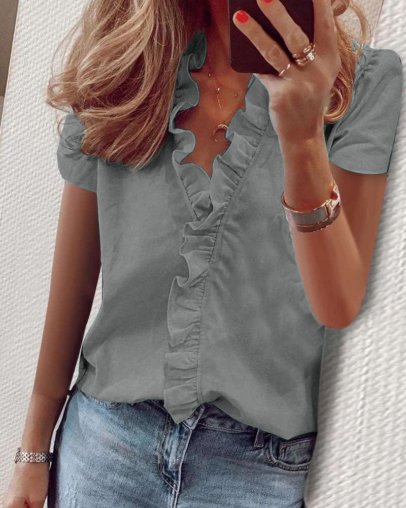 Damen Bluse Rüschendetail Elegantes Oberteil