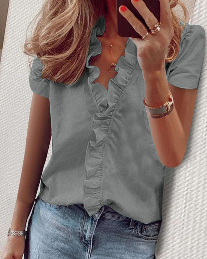 Damen Bluse Rüschendetail Elegantes Oberteil
