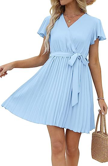 Damen Wickelkleid Plissierte Details Eveloria