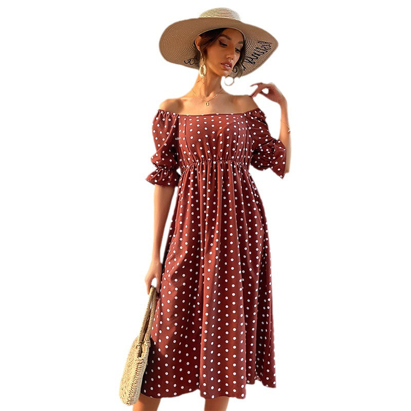 Damen Midi-Kleid Voluminöse Puffärmel Karomuster Eveloria