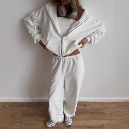 Damen Fleece-Jogginganzug Hochkragen Weitschnitt Eveloria