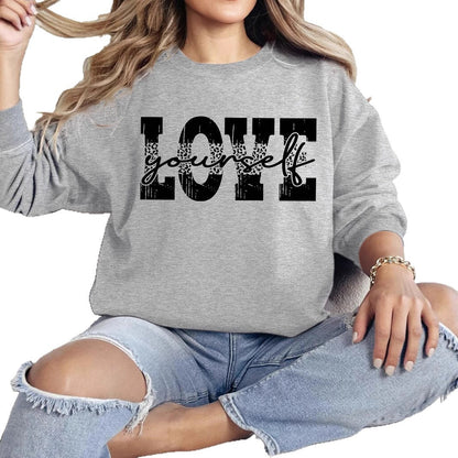 Damen Sweatshirt Kreativer Schriftzug Lässig Grau