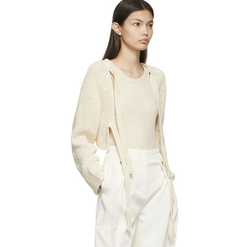 Damen Strickcardigan Luftig Offener Schnitt Beige
