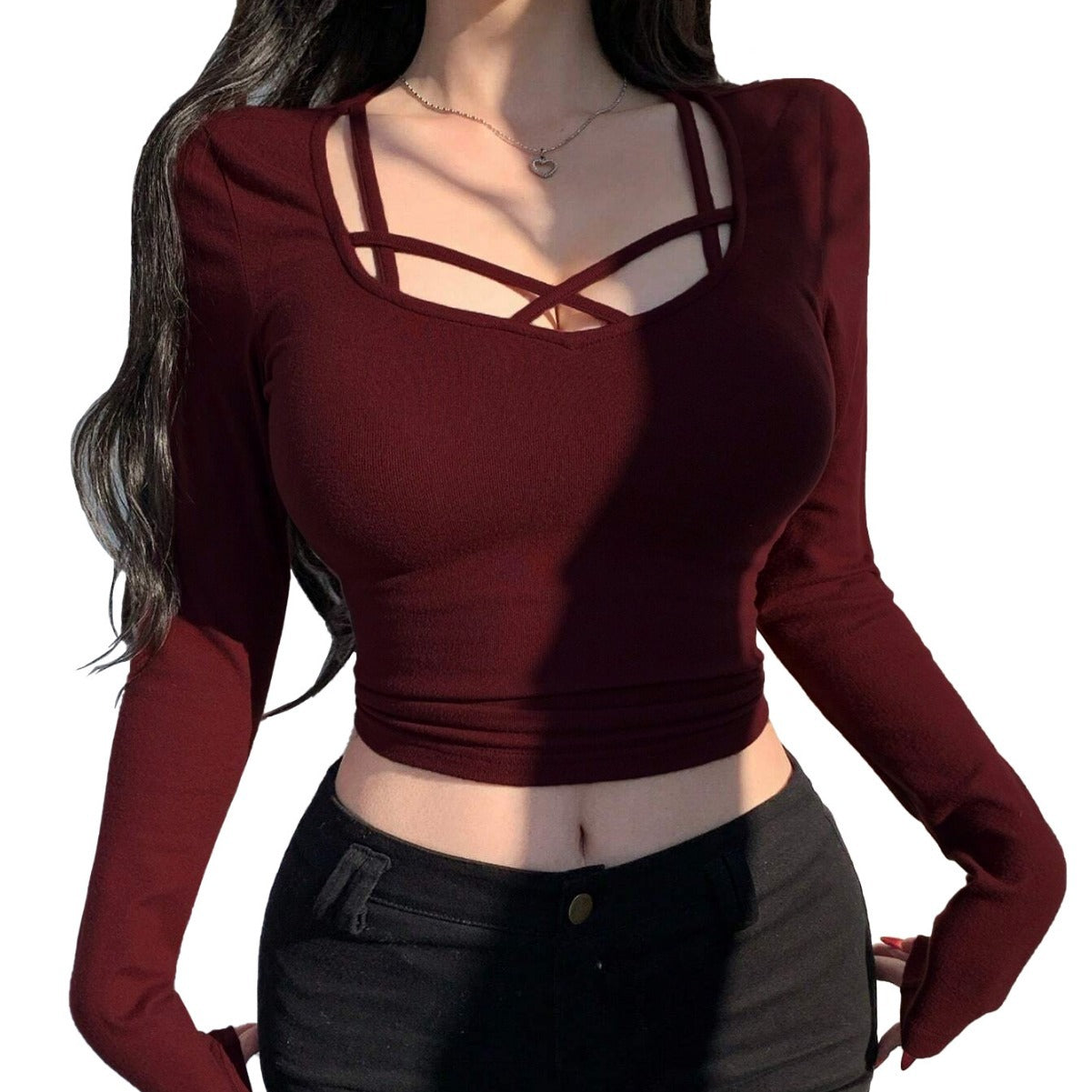 Damen Langarm- mit Knoten Elegant