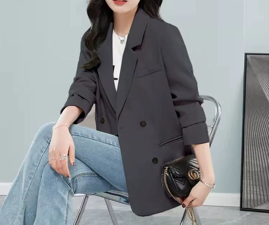 Damen Oversized Blazer Doppelter Knopfleiste Stylisch Eveloria
