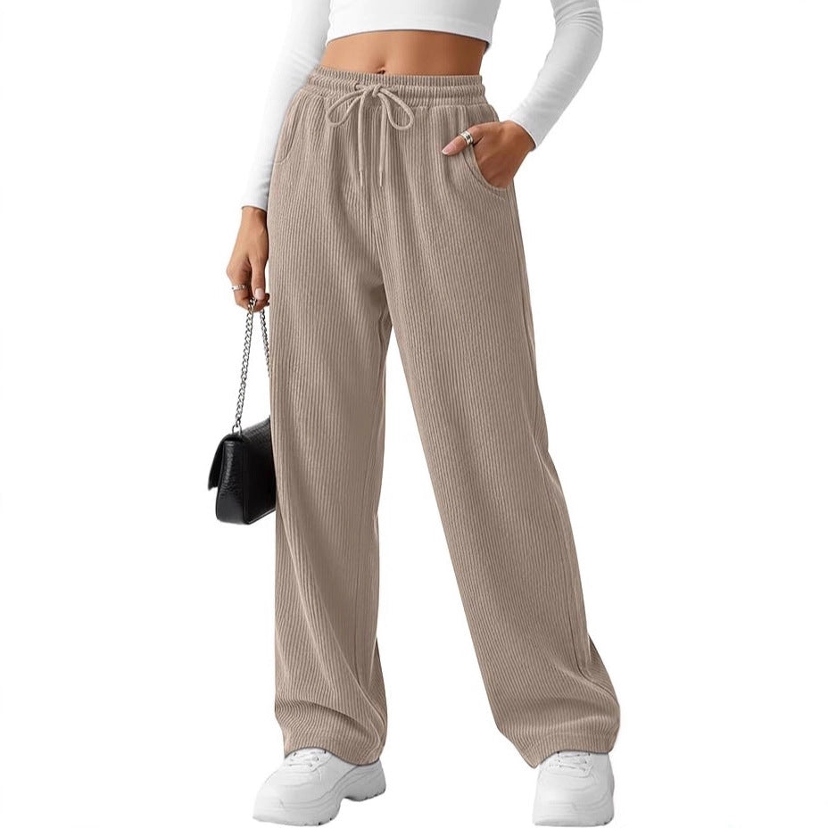 Damen Rippstrick-Hose Breit mit Kordelzug Eveloria