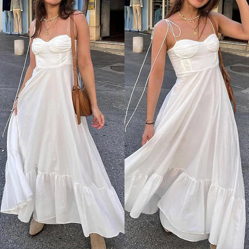 Damen Maxikleid Schulterfrei Voluminöser Rock Eveloria